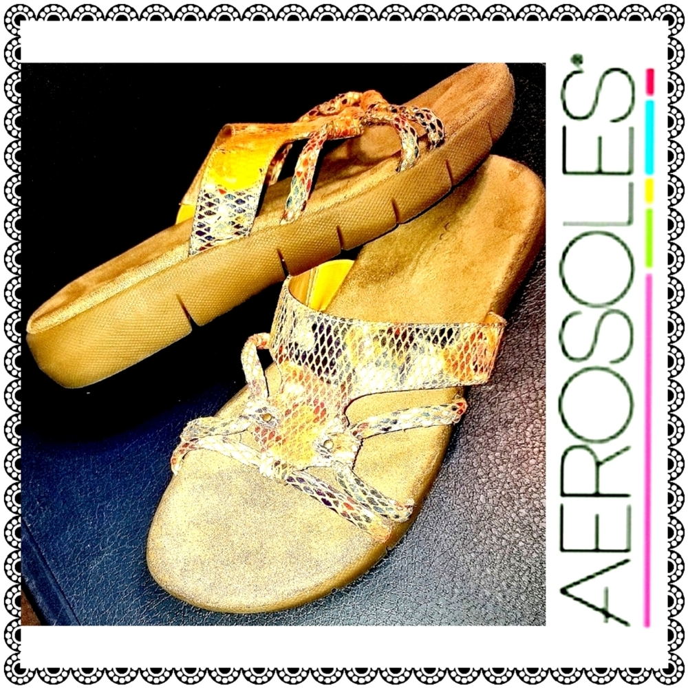 {Aerosoles} AWAY strappy snake print sandals, sz 8